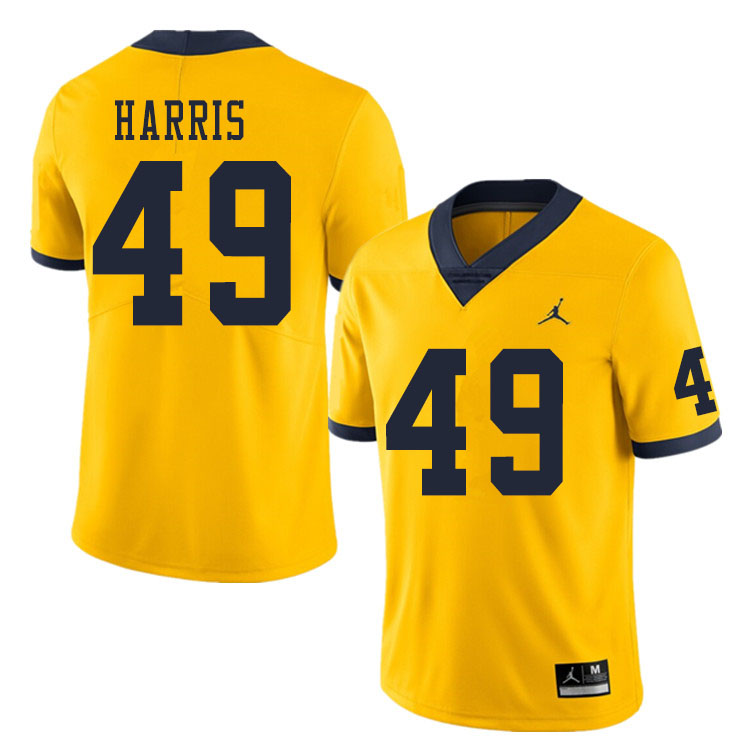 Men #49 Keshaun Harris Michigan Wolverines College Football Jerseys Sale-Yellow